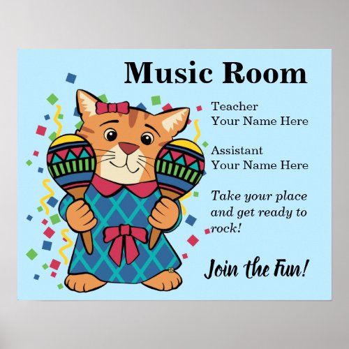 Kitten Maracas Music Welcome Poster