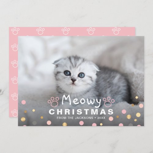 Kitten Meowy Christmas Pet Cat Paws Photo Holiday Card