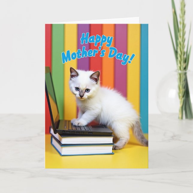 Kitten Mothers Day Laptop Card (Front)