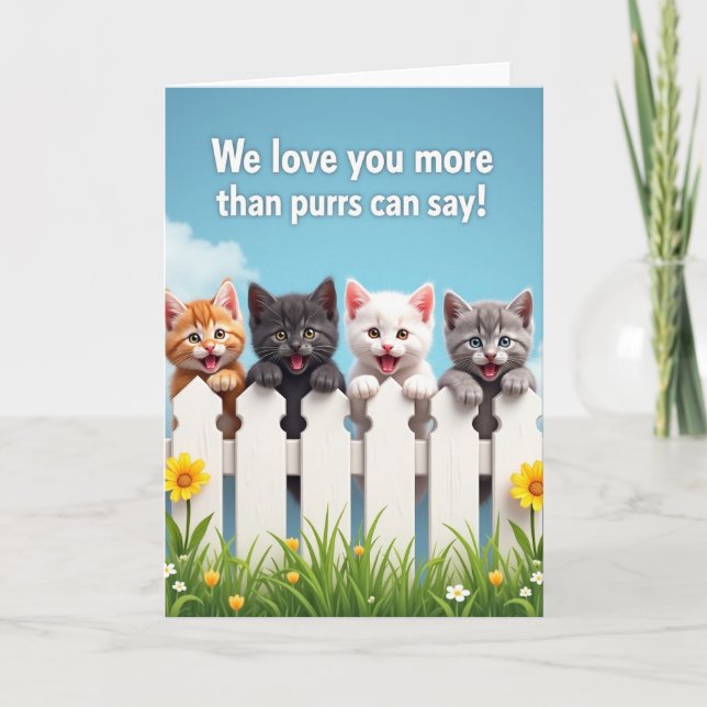 Kitten Mothers Day Picket Fence Card (Front)