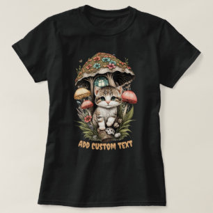 Kitten Mushroom House Floral, Cat Pet Lovers T-Shirt