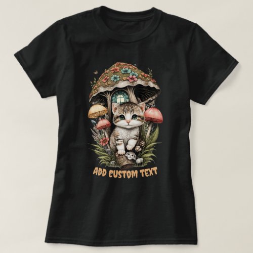 Kitten Mushroom House Floral Cat Pet Lovers T_Shirt