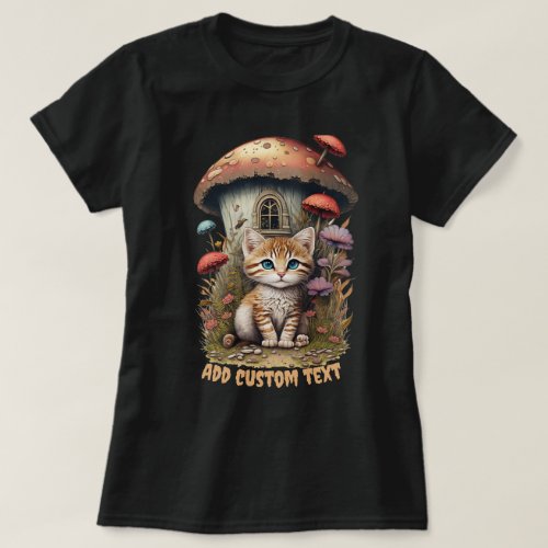 Kitten Mushroom House Floral Cat Pet Lovers T_Shirt