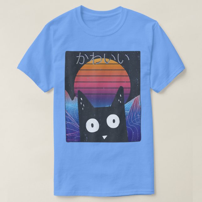 Kitten Neko Synthwave Japan 80s Manga Harajuku Ota T-Shirt (Design Front)