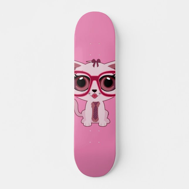 Kitten Nerd Skateboard (Front)