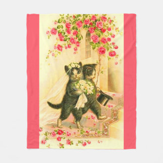 kitten newlyweds print fleece blanket