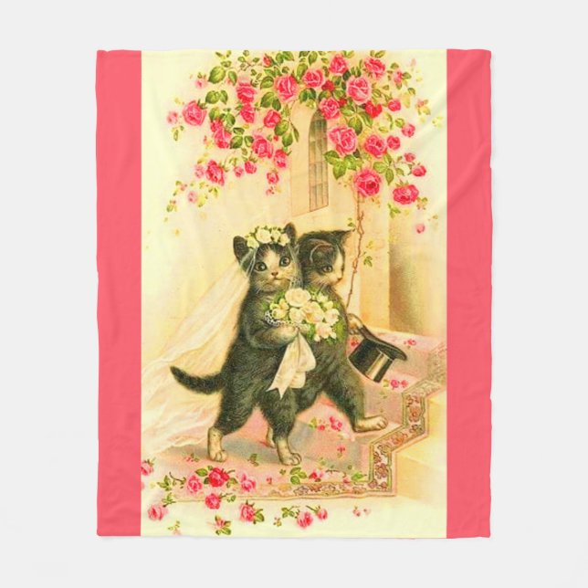kitten newlyweds print fleece blanket (Front)