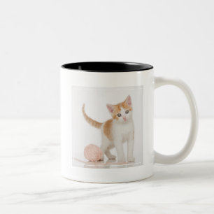 Kitten Next To Ball Of String Two-Tone Coffee Mug