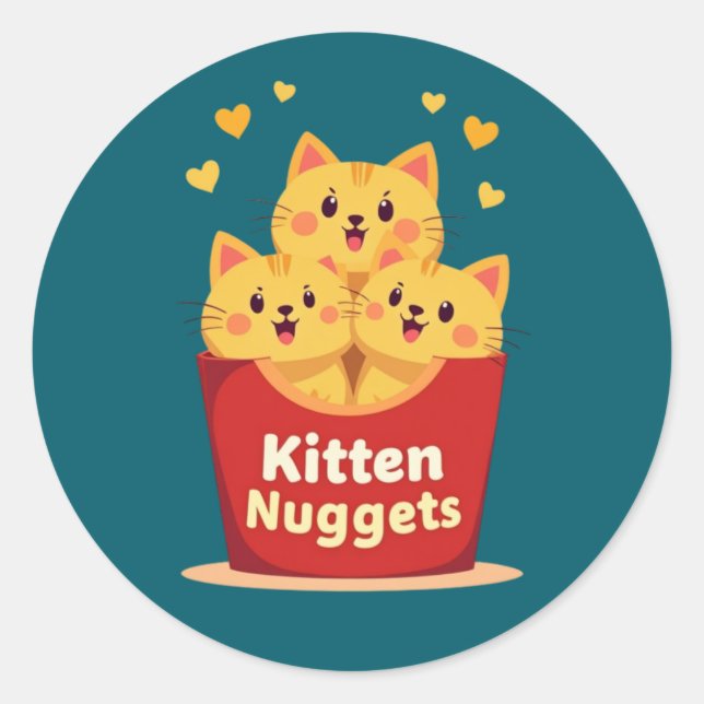 Kitten Nuggets – 100% Cute, Zero Chicken Classic Round Sticker (Front)