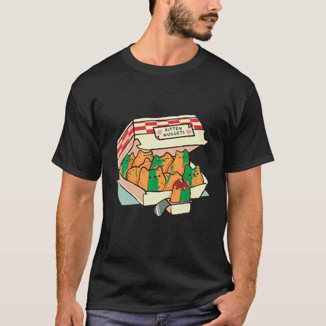 Kitten Nuggets Fast Food Cat Cute Graphic Print T-Shirt (Front)