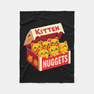 Kitten Nuggets Food Pun Cat Lover Gift Chicken Nug Fleece Blanket