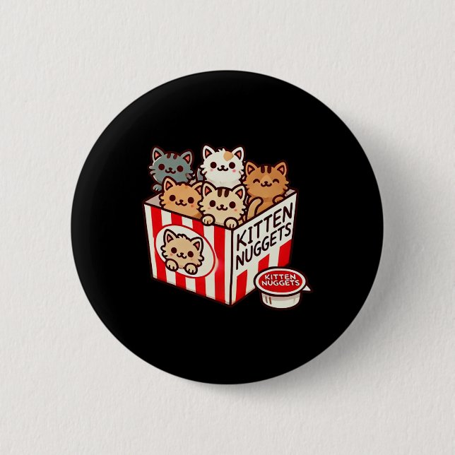 Kitten Nuggets Funny Cute Food Pun Cat Lover Chick Button (Front)