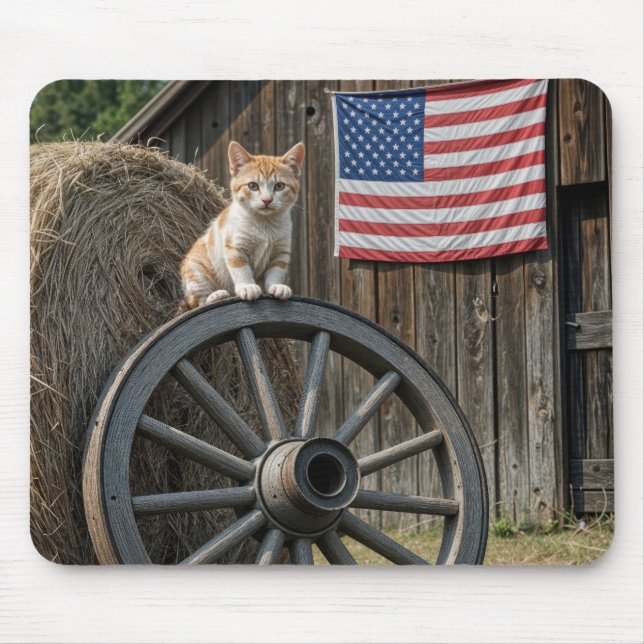 Kitten On an Old Wagon Wheel  Mouse Pad (Front)