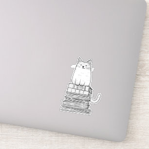 Kitten on Books Sticker
