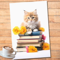 Kitten on Stack of Books 1 Decoupage Paper