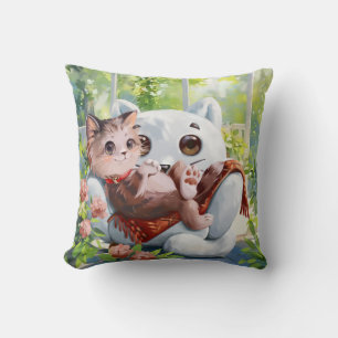 Kitten on the sofa throw pillow