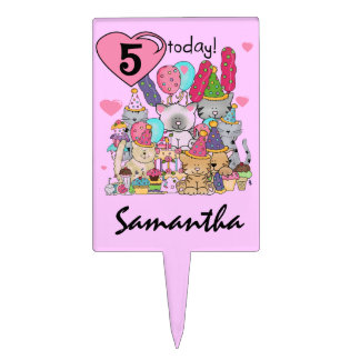 Kitten Party 5th Birthday Cake Topper