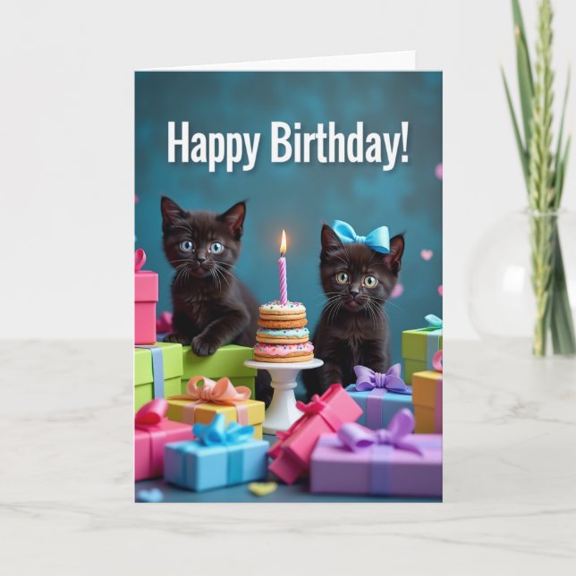 Kitten Party Birthday Card (Front)
