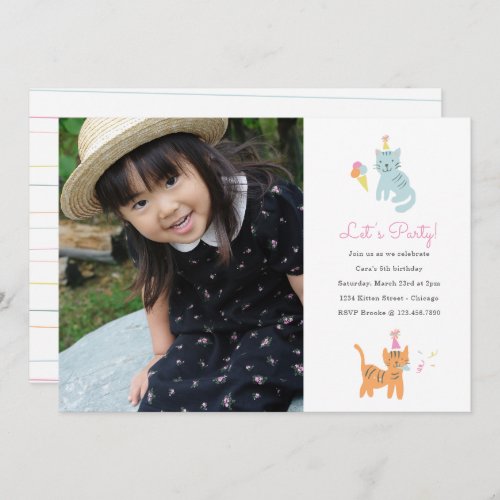 Kitten Party Birthday Photo Invite