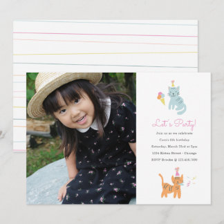 Kitten Party Birthday Photo Invite
