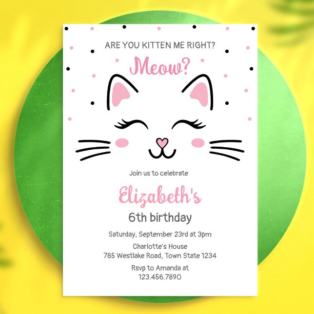 Kitten Party Cat Birthday Invitation (Creator Uploaded)