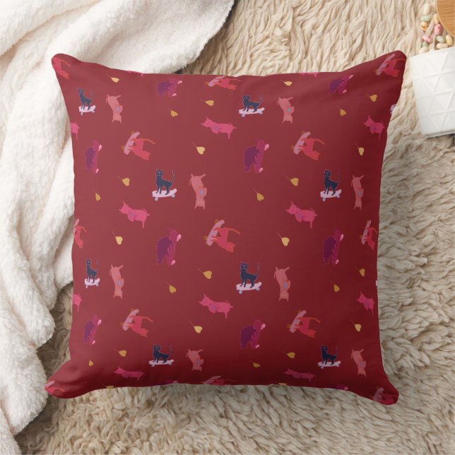 Kitten Pattern Throw Pillow (Blanket)