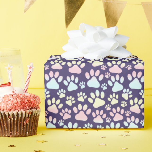 Kitten Paw Prints Wrapping Paper (Birthday Party)
