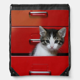 Kitten Peeking Drawstring Bag