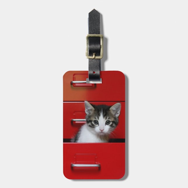 Kitten Peeking Luggage Tag (Front Vertical)