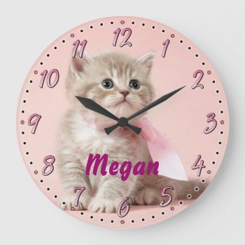 Kitten Personalizable Decorative Wall Clock by NiceTiming at Zazzle