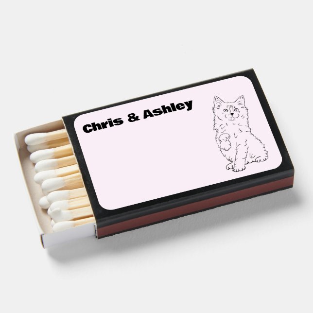 kitten Pet cat wedding favor Matchboxes (Front Open)