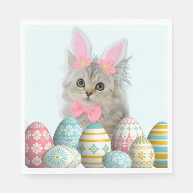 Kitten Photo Bunny Ears  Napkins (Front)