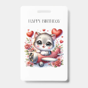 Kitten Pilot Birthday Badge