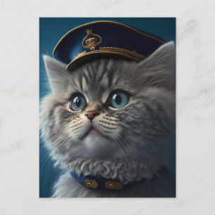 Kitten Pilot Captain Postcard