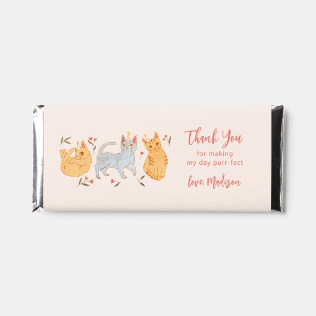 Kitten Pink Birthday Party Thank You Hershey Bar Favors (Front)