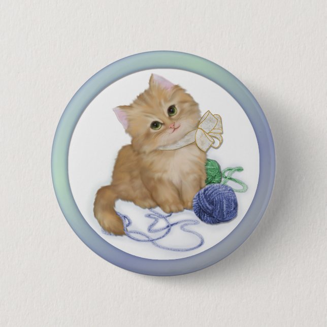 Kitten Play Pinback Button (Front)