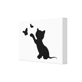KITTEN PLAYING WITH BUTTERFLIES CANVAS PRINT