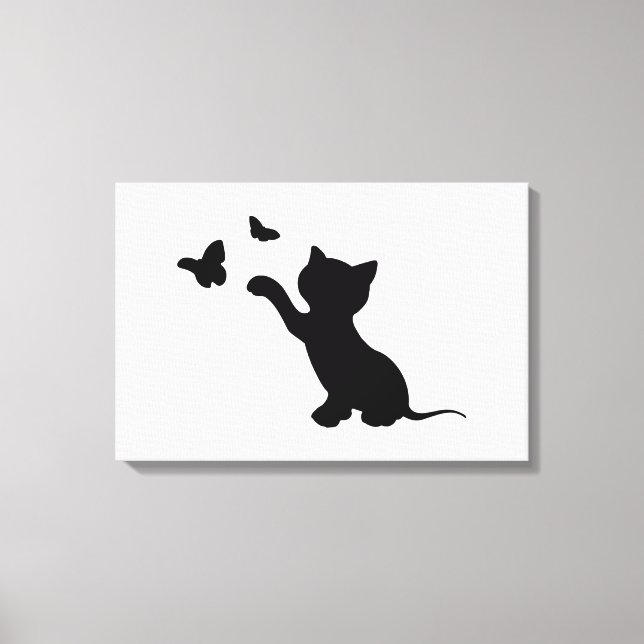 KITTEN PLAYING WITH BUTTERFLIES CANVAS PRINT (Front)