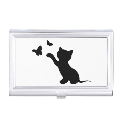 KITTEN PLAYING WITH BUTTERFLIES CASE FOR BUSINESS CARDS
