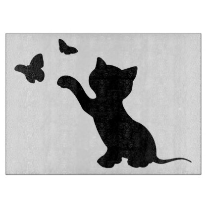 KITTEN PLAYING WITH BUTTERFLIES CUTTING BOARD