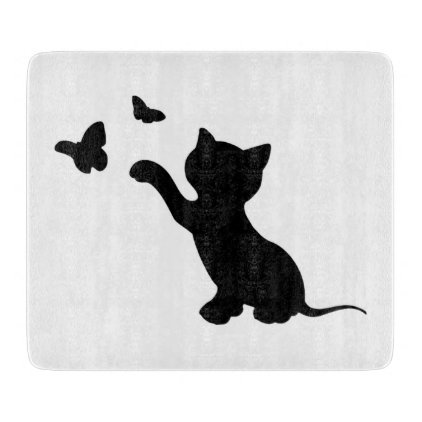 KITTEN PLAYING WITH BUTTERFLIES CUTTING BOARD