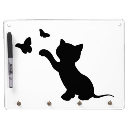 KITTEN PLAYING WITH BUTTERFLIES DRY ERASE BOARD WITH KEYCHAIN HOLDER