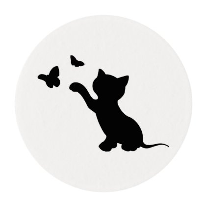 KITTEN PLAYING WITH BUTTERFLIES EDIBLE FROSTING ROUNDS