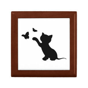 KITTEN PLAYING WITH BUTTERFLIES KEEPSAKE BOX