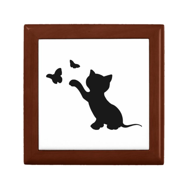 KITTEN PLAYING WITH BUTTERFLIES KEEPSAKE BOX (Front)