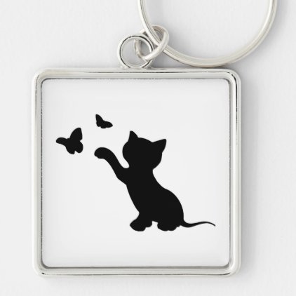 KITTEN PLAYING WITH BUTTERFLIES KEYCHAIN