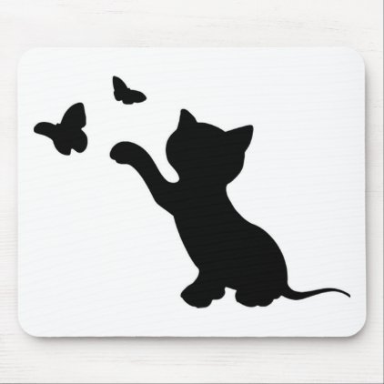 KITTEN PLAYING WITH BUTTERFLIES MOUSE PAD