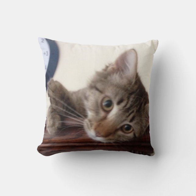Kitten Portrait Throw Pillow (Front)
