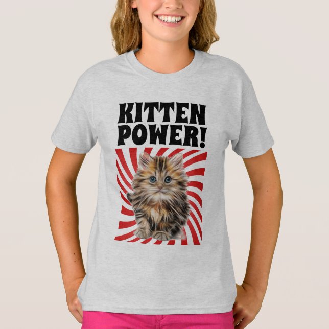 KITTEN POWER, Cat T-shirts, Funny kids T-Shirts (Front)