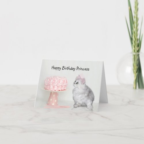 Kitten Princess birthday Card